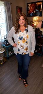 Becca- Summer Open Knit Cardigan in Grey