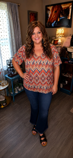 Penny-V Neck Boho Knit Tee