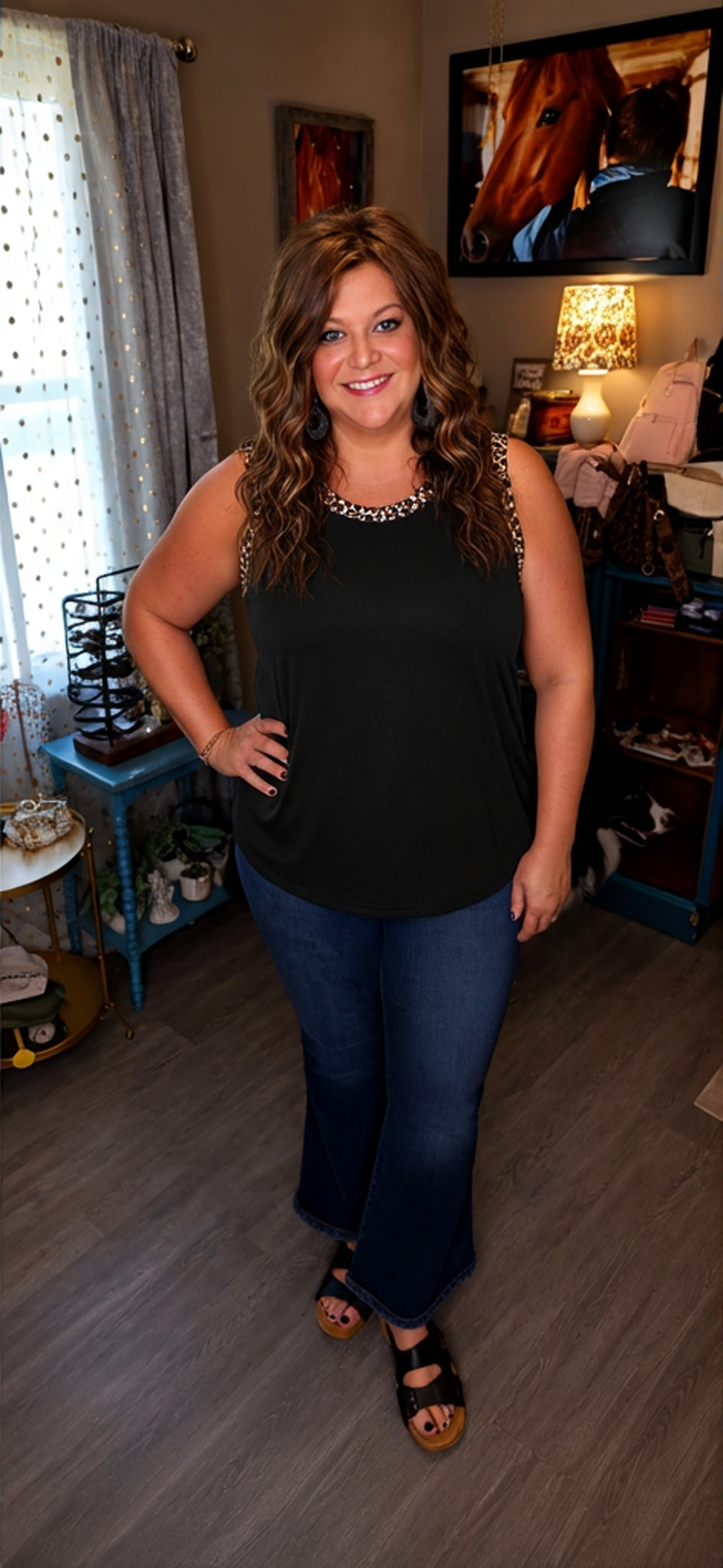 Gabby- Leopard Trim Tank