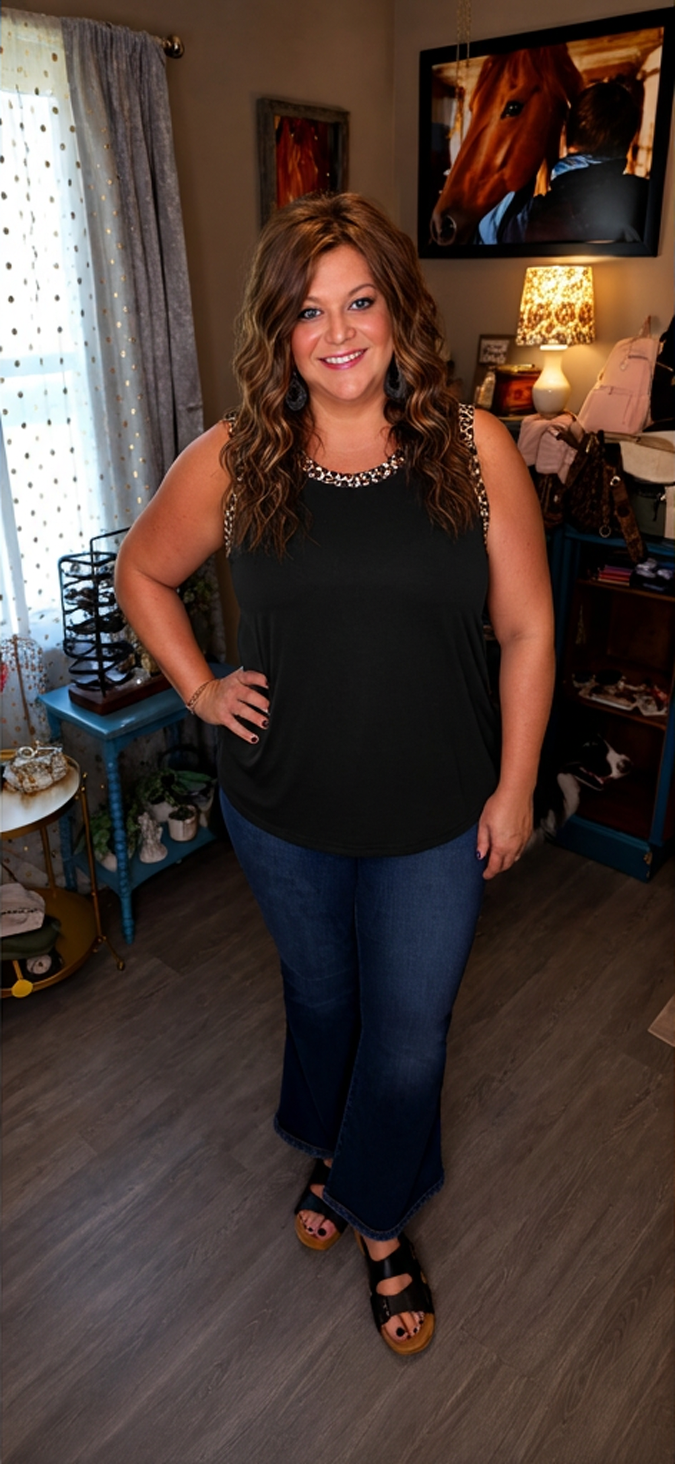 Gabby- Leopard Trim Tank