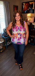 A Vibe- Woven V Neck Top