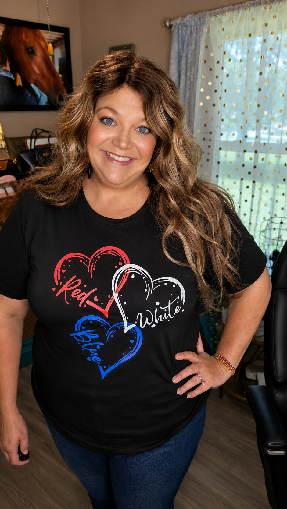 4th of July Red White and Blue Hearts Tee