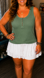 Oh Snap- 4 Button Henley Ribbed Knit Tank in 6 colors