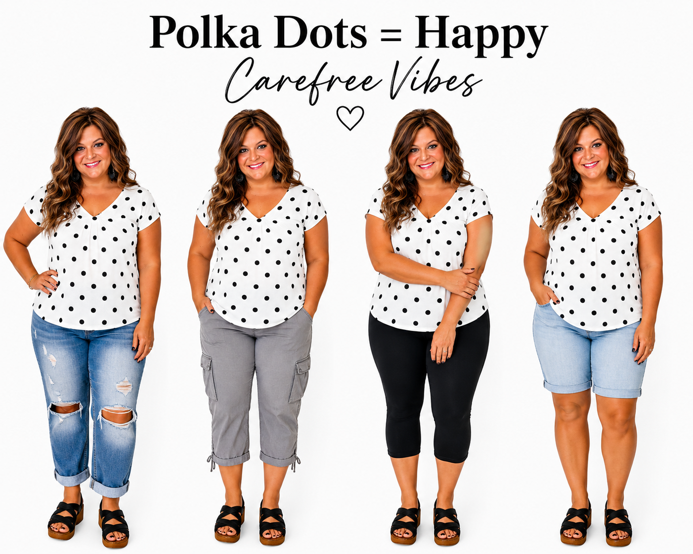 No Time Like Now- Polka Dot V Neck