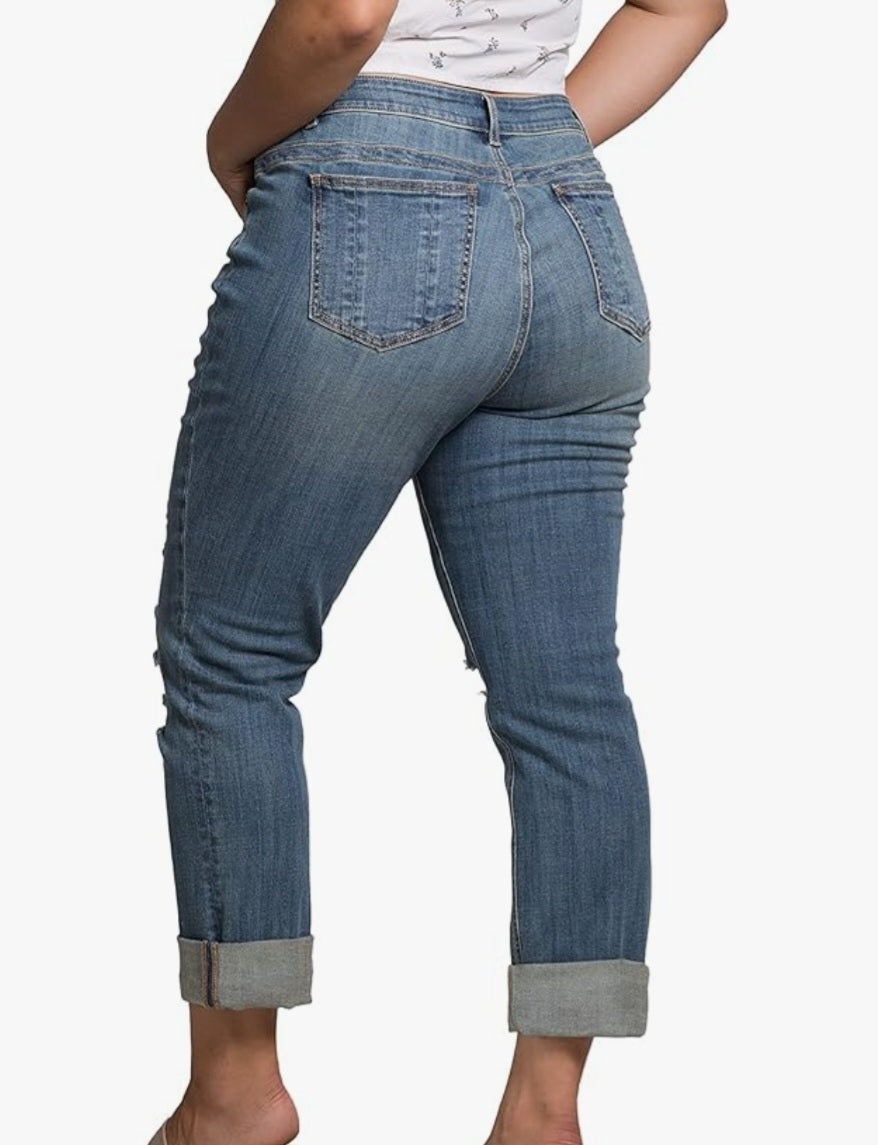 S&P Light Wash Holey Plus Size