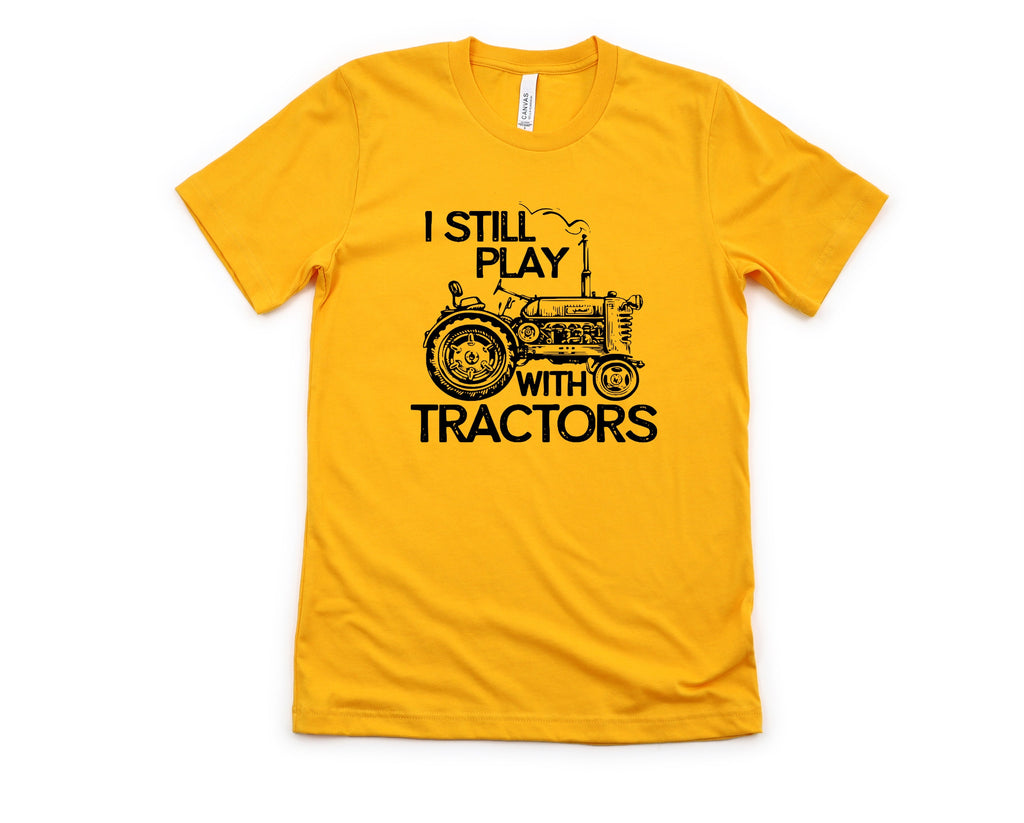 Wholesale Still Plays With Tractors Graphic Tee - Gold