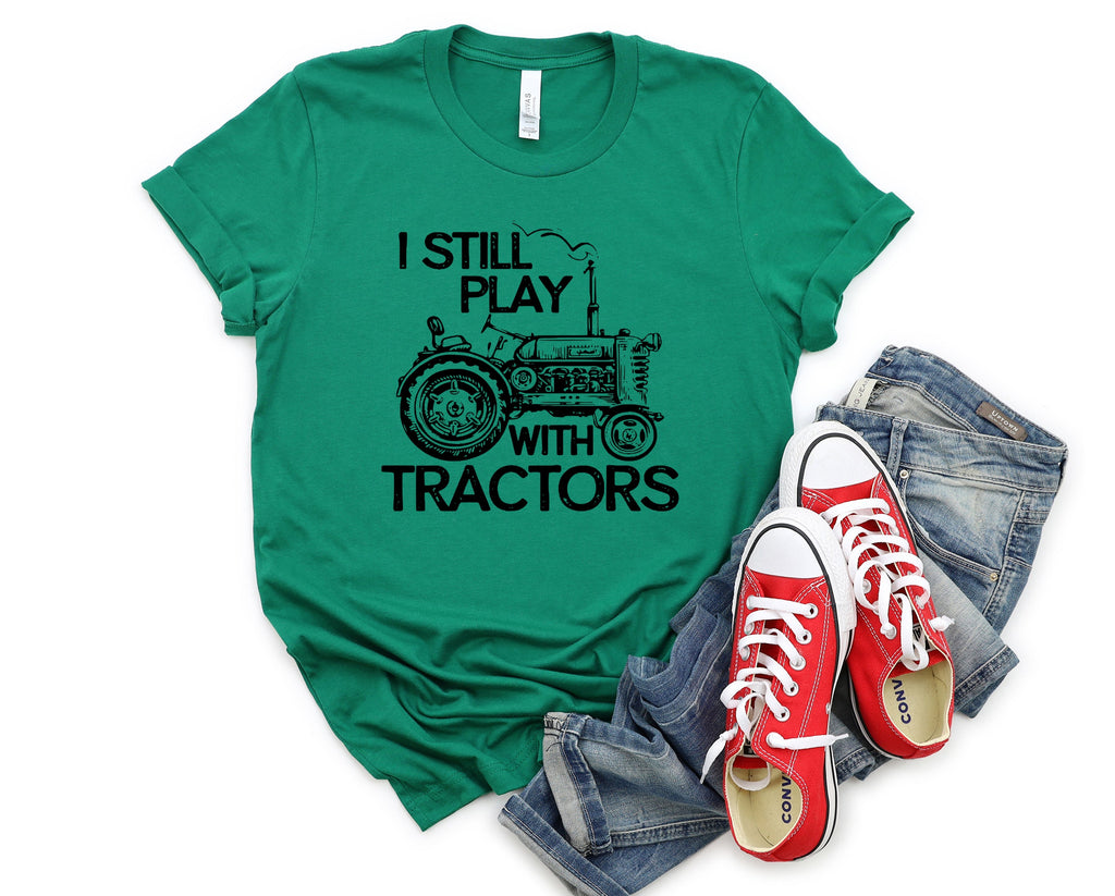 Wholesale Still Plays With Tractors Graphic Tee - Kelly Green