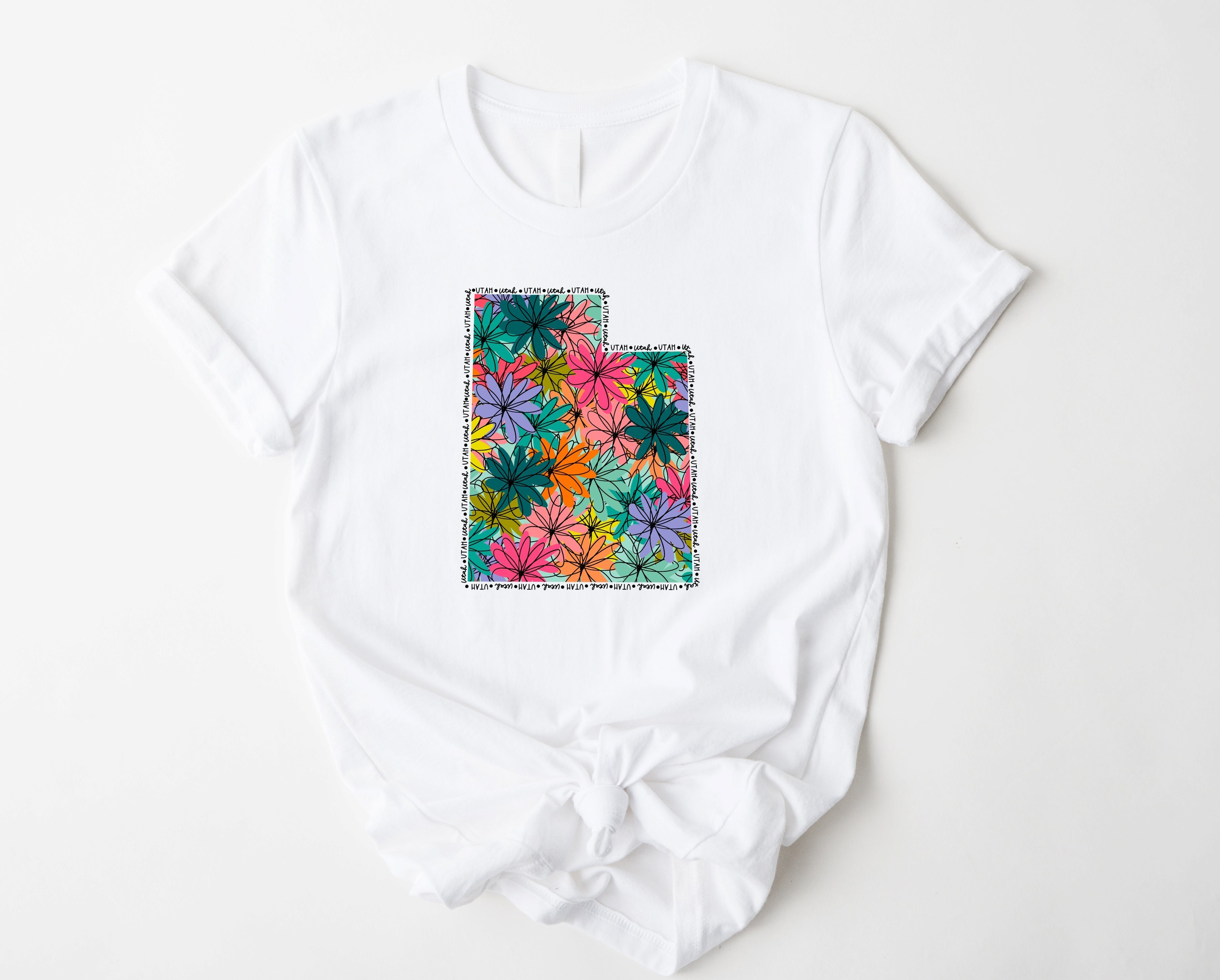 Wholesale Utah Floral Graphic Tee - Mint