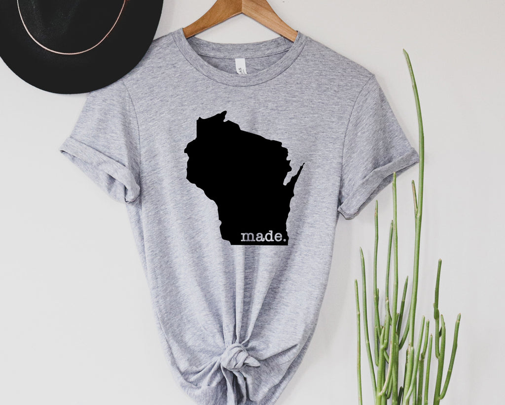 Wholesale Wisconsin Made Graphic Tee - Heather Grey