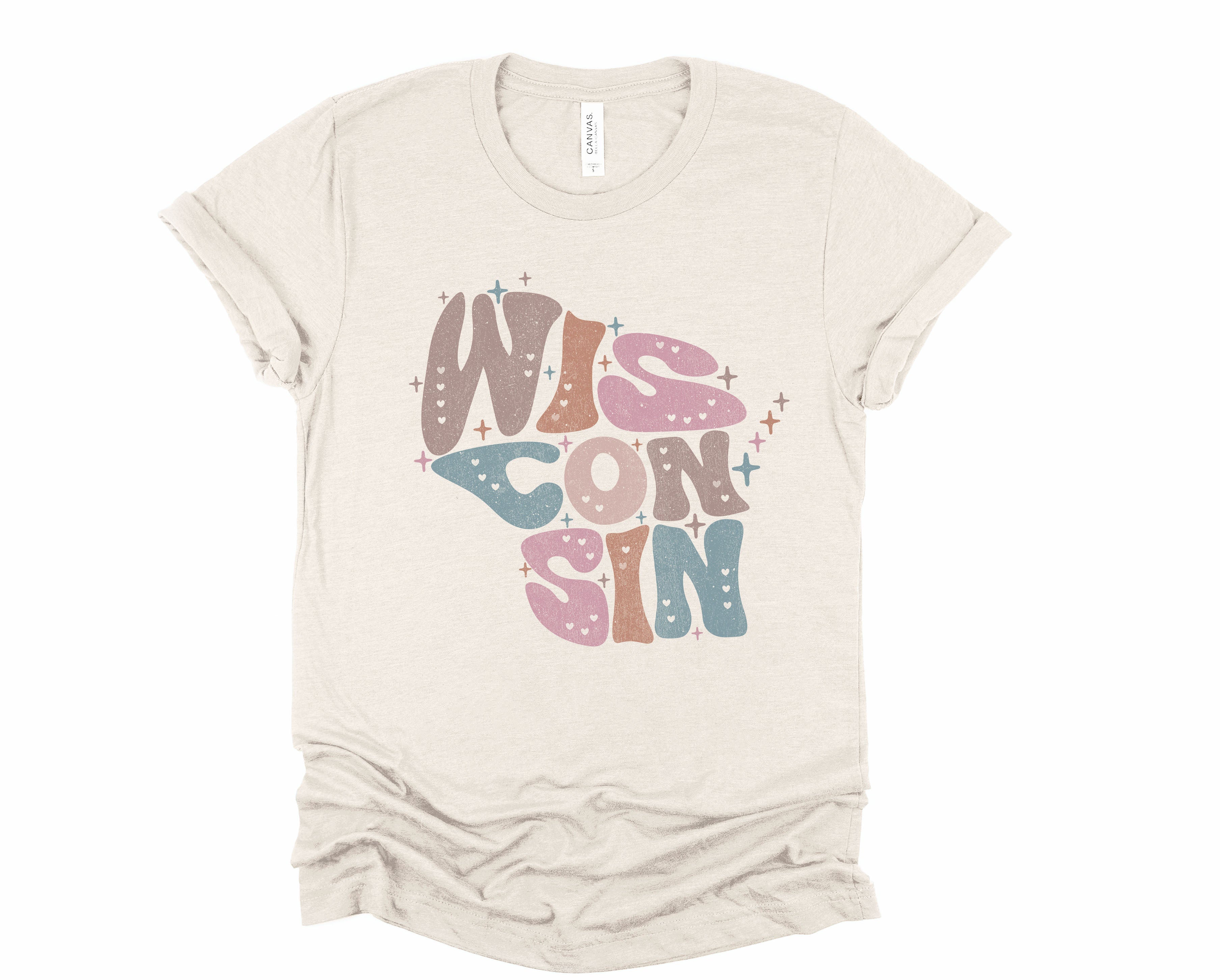 Wholesale Pastel Wisconsin Graphic Tee - Sand Sweatshirt