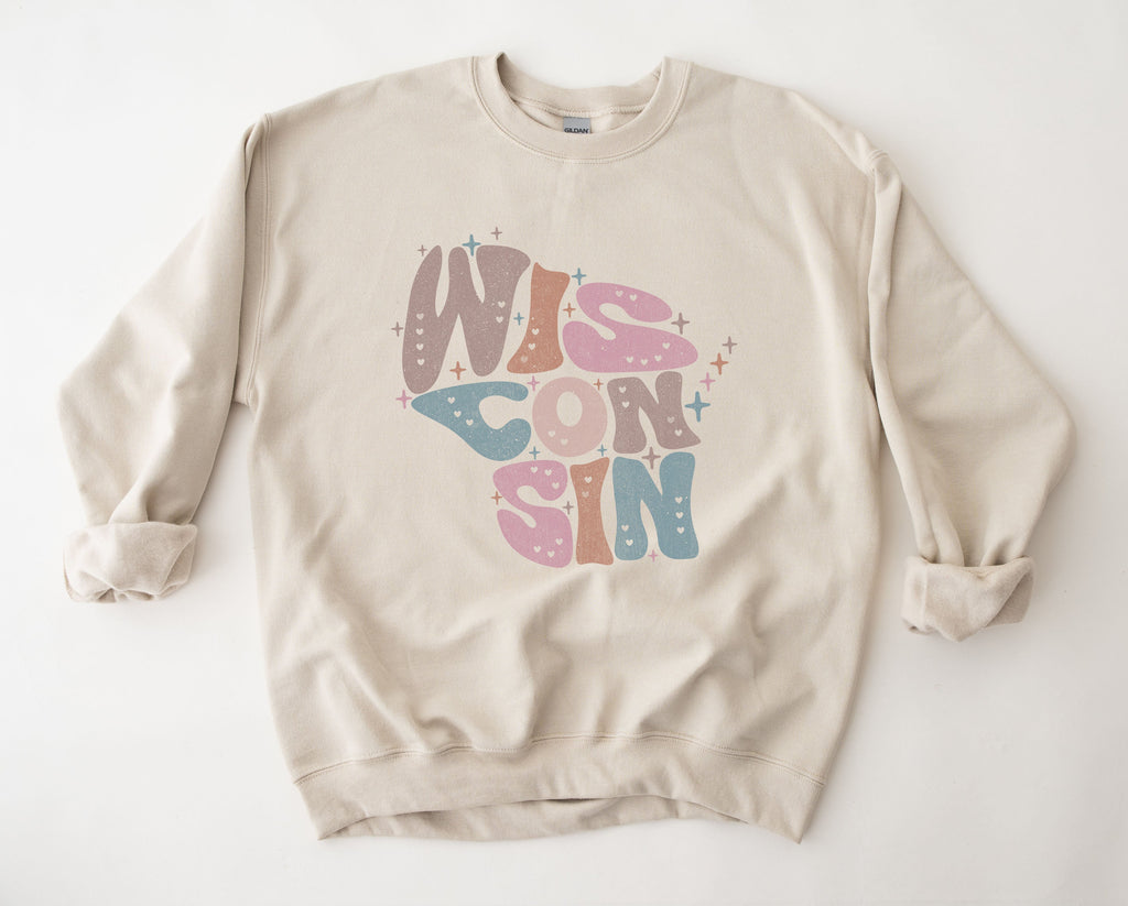 Wholesale Pastel Wisconsin Graphic Tee - Maroon